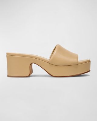 Vince + Margo Leather Block-Heel Slide Sandals