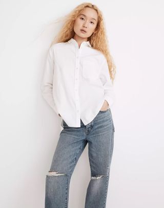 Madewell + White Oversized Ex-Boyfriend Shirt