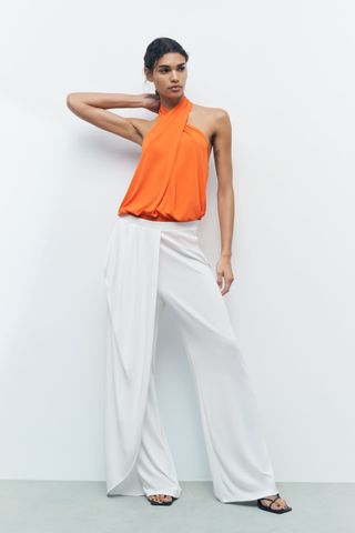 Zara + Draped Halter Bodysuit