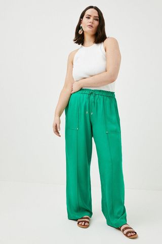 Karen Millen + Linen Viscose Woven Trouser