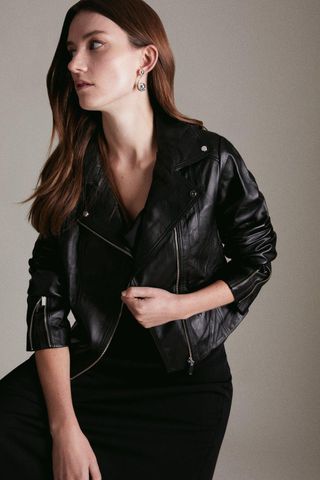 Karen Millen + Leather Signature Biker Jacket
