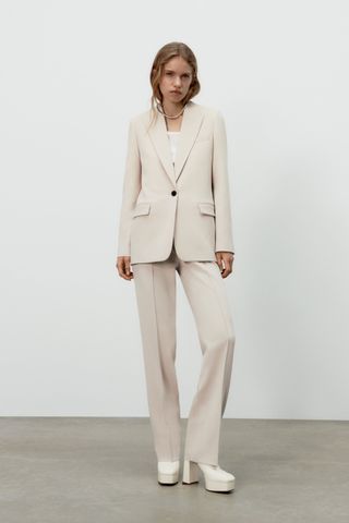 Zara + Straight Cut Blazer With Pockets