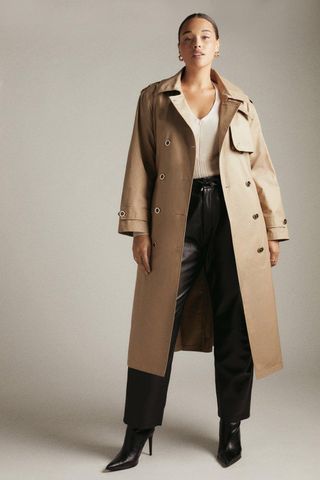 Karen Millen + Plus Size Classic Woven Trench Coat