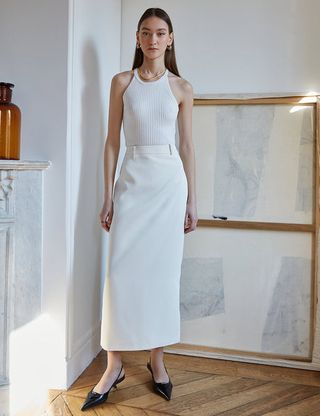 Pixie Market + White Maxi Skirt
