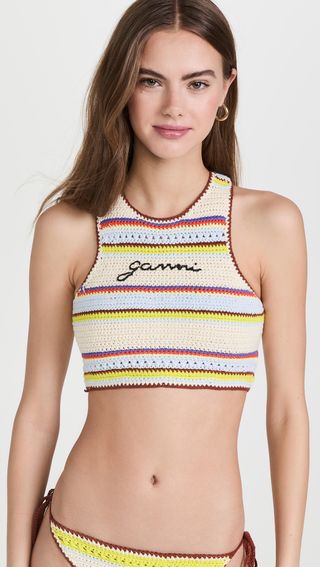 Ganni + Crochet Racerback Bikini Top