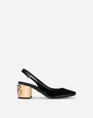 Dolce 
Gabbana + Patent Leather Slingbacks With DG Karol Heel