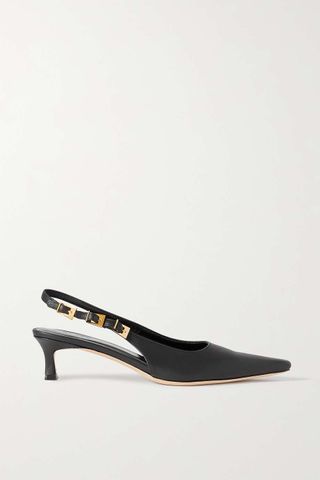 By Far x Mimi Cuttrell + Glossed-Leather Slingback Pumps