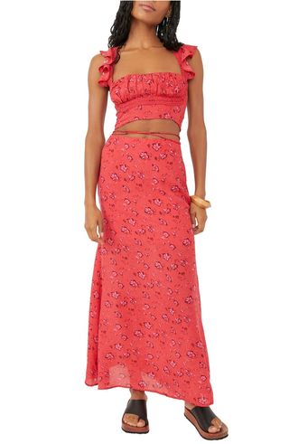 Free People + Floral Crop Top & Maxi Skirt Set
