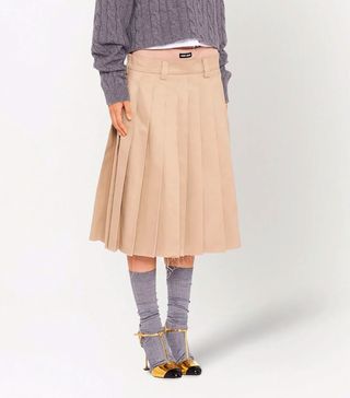 Miu Miu + Pleated Chino Midi Skirt