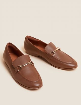Autograph + Leather Bar Trim Flat Loafers