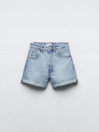 Zara + TRF High-Waisted Mom-Fit Denim Shorts