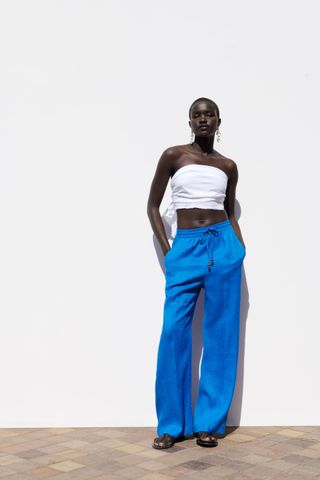 Zara + 100% Linen Pajama Pants