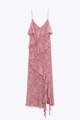 Zara + Ruffled Jacquard Dress