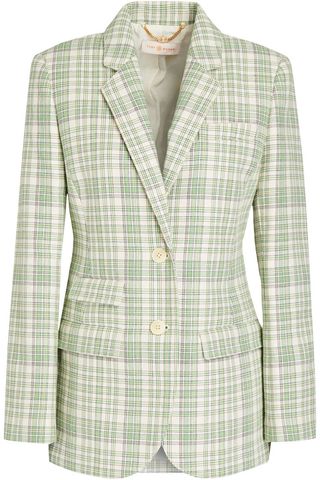 Tory Burch + Checked Cotton-Blend Jacquard Blazer