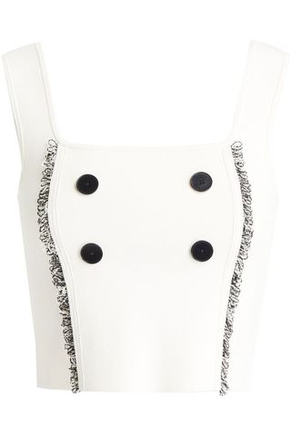 Sandro + Noa Button-Embellished Frayed Jersey Top