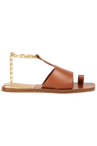 Sandro + Chain-Trimmed Leather Sandals