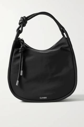 Ganni + Large Leather-Trimmed Recycled Shell Shoulder Bag