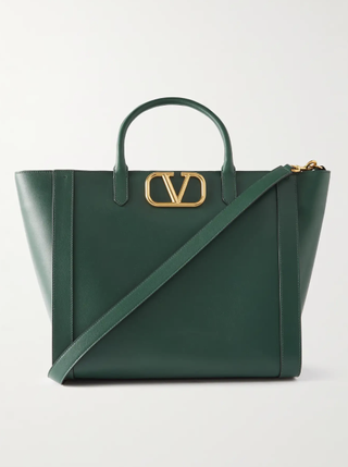 Valentino Garavani + Logo-Embellished Leather Tote Bag