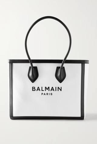 Balmain + B-Army 42 Leather-Trimmed Canvas Tote