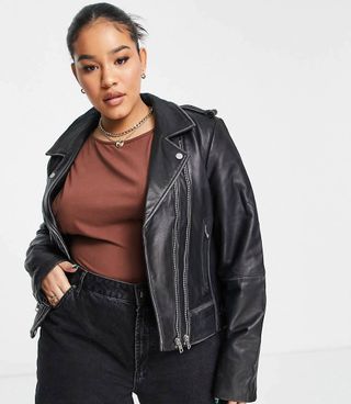 Barneys Originals + Beppe Leather Jacket With Ribbed Detail