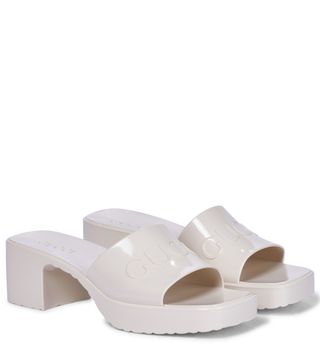 Gucci + Logo Rubber Platform Sandals