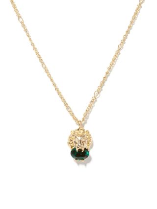 Gucci + Lion Head Crystal Pendant Necklace