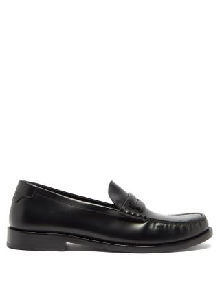 Saint Laurent + Le Loafer Leather Penny Loafers