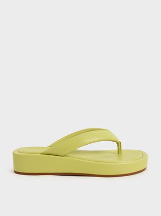 Charles & Keith + Lime Padded Platform Thong Sandals