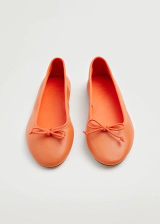 Mango + Bow Leather Ballerinas