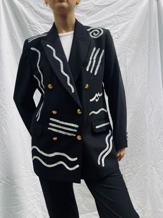 Fanfare the Label + Recycled Vintage Painted Jacket Black
