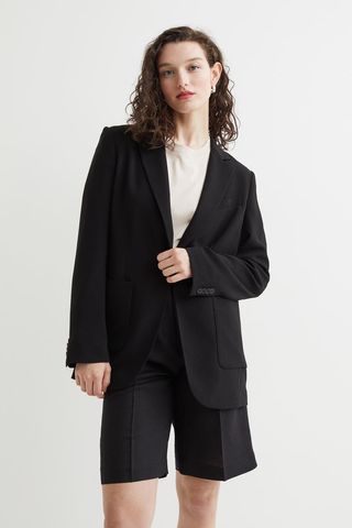 H&M + Single-Breasted Linen-Blend Jacket
