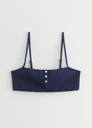 & Other Stories + Pearl Button Ribbed Bikini Top