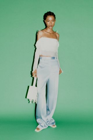 Zara + Menswear Style Satin Effect Pants