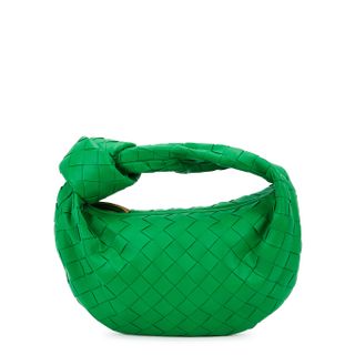 Bottega Veneta + Jodie Intrecciato Mini Green Leather Top Handle Bag