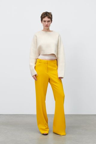 Zara + Textured Flared Trousers