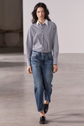 Zara + Straight Cropped Mid Waist Jeans