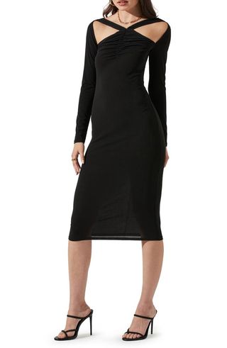 Astr the Label + Cutout Detail Long Sleeve Body-Con Dress