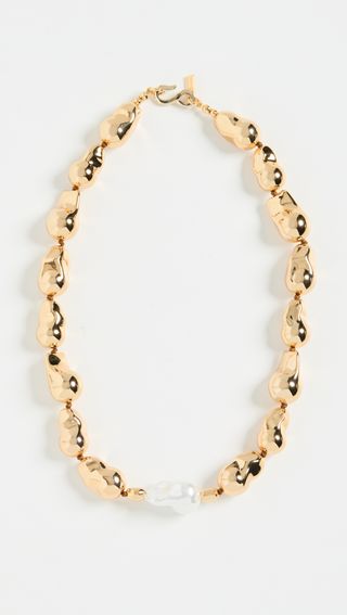 Kenneth Jay Lane + Gold Brass Nugget Necklace