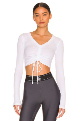 Alo + Ribbed Cinch Cropped Top