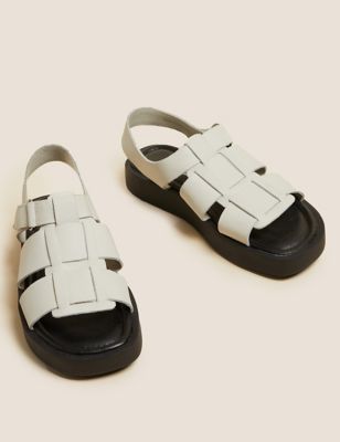 M&S Collection + Leather Strappy Flat Sandals