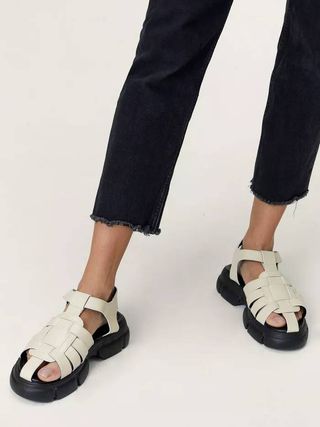 Nasty Gal + Faux Leather Chunky Fisherman Sandals