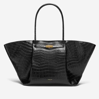 Demellier + The New York Tote in Black Croc-Effect