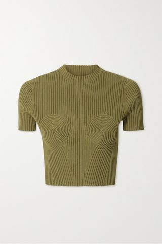 Dion Lee + Spiral Ribbed-Knit Top