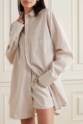 Maison Essentiele + Striped Organic Cotton-Poplin Pajama Shirt