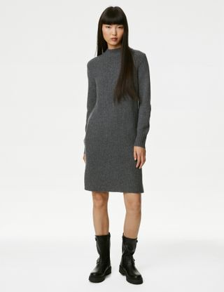 Autograph + Merino Wool Rich Knitted Dress With Cashmere