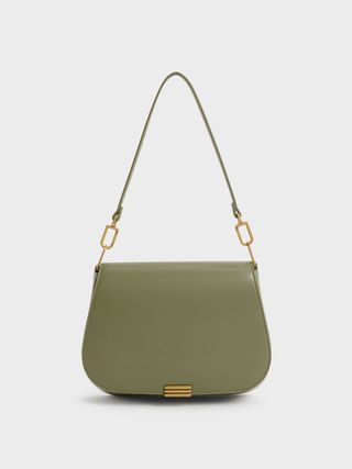 Charles & Keith + Olive Linear Metallic Accent Shoulder Bag