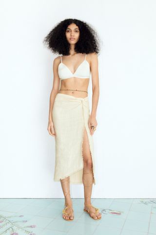 Zara + Frayed Rustic Skirt