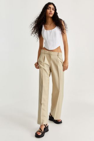H&M + Wide-Leg Linen-Blend Pants