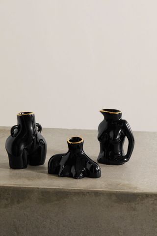 Anissa Kermiche + Jugs Jug, Love Handles and Breast Friend Mini Gold-Plated Earthenware Vase Set
