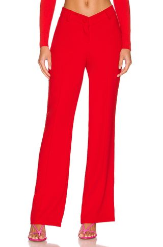 Superdown + Wendy Angled Front Pant in Red